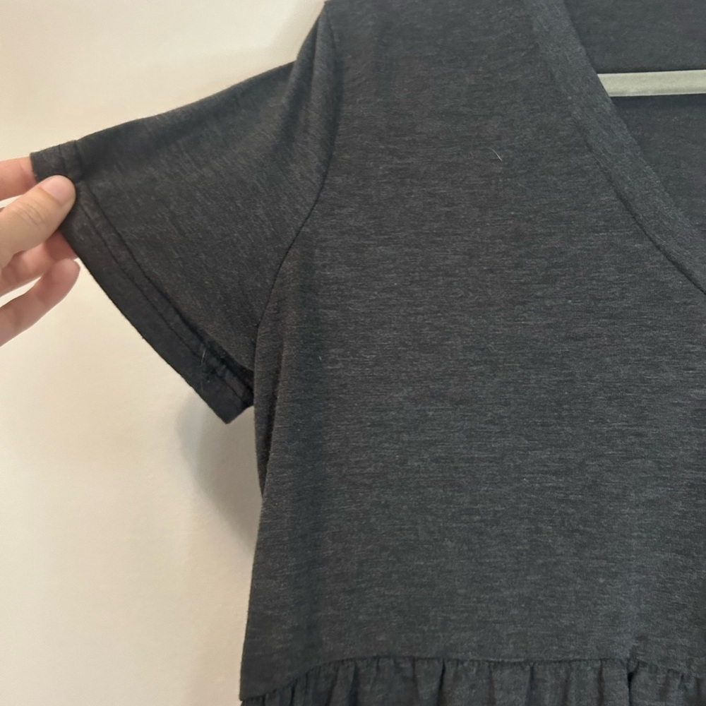SHEIN Gray Peplum Short Sleeve T-Shirt, Size L - Picture 2 of 6